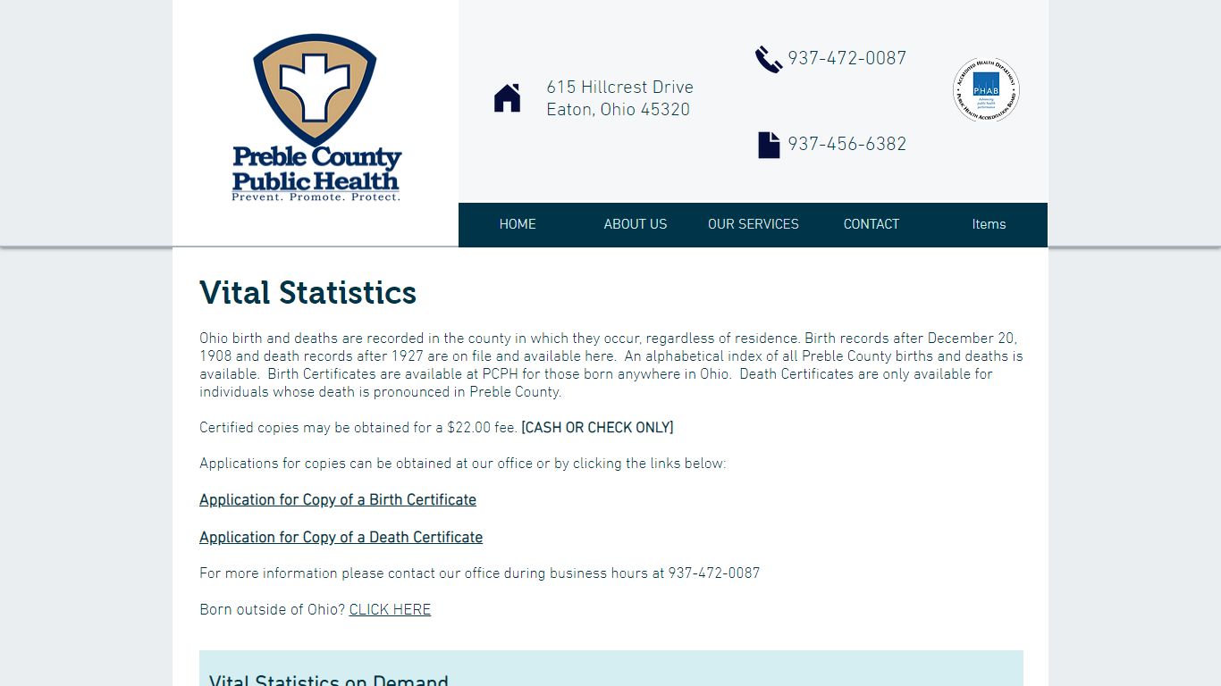 Vital Statistics | pcph - Preble County Public Health | Ohio