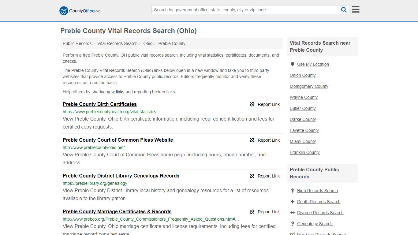 Vital Records Search - Preble County, OH (Birth, Death ...