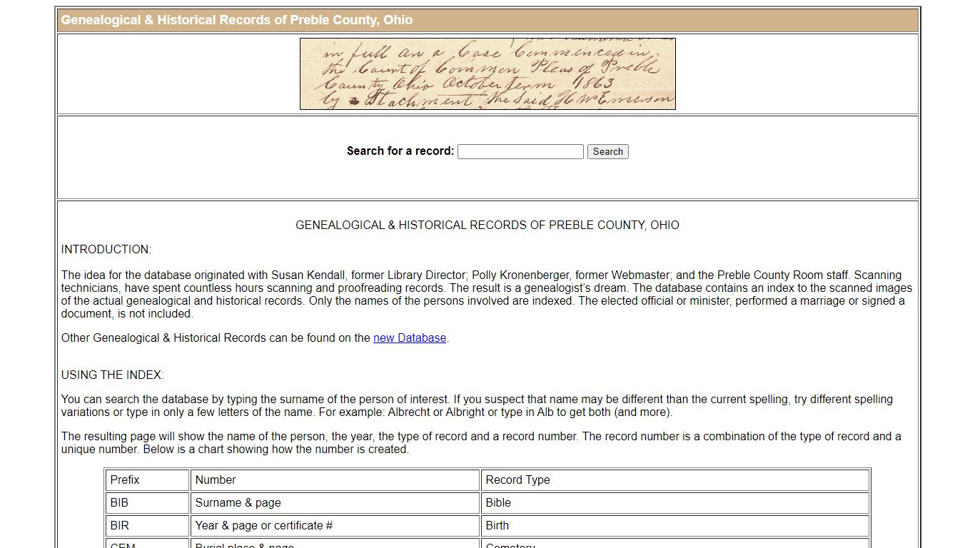 Genealogical & Historical Records of Preble County, Ohio